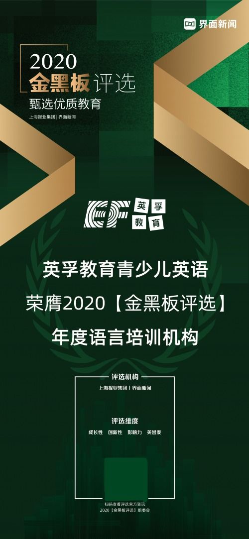 英孚教育青少兒英語(yǔ)榮膺界面 金黑板評(píng)選 年度語(yǔ)言培訓(xùn)機(jī)構(gòu)